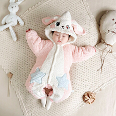 批发[黛琳芬]59cm-90cm暖暖绒哈衣小宝宝连帽儿童睡衣加厚家居<b class='q'>服</b>147