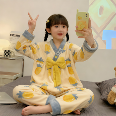 批发[黛琳芬]8码-18码法兰绒棉<b class='q'>儿童</b><b class='q'>睡衣</b>秋冬日系保暖女童装家居服152