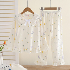 批发黛琳芬8码-L码云朵棉儿童睡衣<b class='q'>长袖</b>柔软印花开衫男女童家居服153