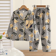 批发黛琳芬10码-XL码云朵棉儿童睡衣<b class='q'>长袖</b>柔软印花开衫男女童家居服153