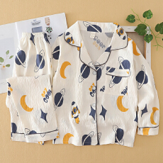 批发黛琳芬10码-XL码云朵棉儿童睡衣<b class='q'>长袖</b>柔软印花开衫男女童家居服153