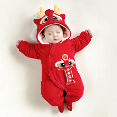 黛琳芬59-90码秋季婴幼儿童睡衣绒面加绒棉哈衣拜年满月加厚161