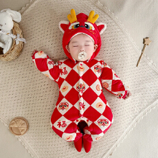 黛琳芬59-90码秋季婴幼儿童睡衣绒面加绒棉哈衣拜年满月加厚161