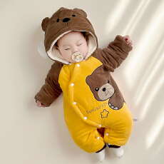 黛琳芬59-90码夹棉连体哈衣儿童睡衣拜年冬季新生儿家居服163