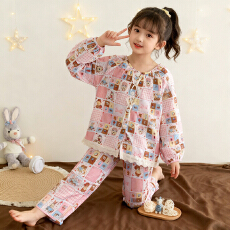 批发[黛琳芬]8码-L码云朵棉<b class='q'>儿童</b>睡衣薄款印花圆领套头女童装家居服164