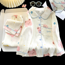 批发[黛琳芬]8码-L码云朵棉<b class='q'>儿童</b>睡衣薄款印娃娃领印花女童装家居服164