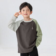 黛琳芬100-170码A类单上衣儿童纯棉长袖T恤男女童家居服166