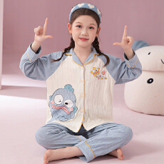 批发[黛琳芬]8-XL码10款纯棉麦穗长袖儿童<b class='q'>睡衣</b>套装男<b class='q'>女童</b>装家居服168