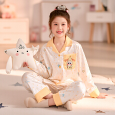 黛琳芬12-XL码5050冰雪丝儿童睡衣印花卡通春秋女童家居服170