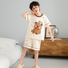 批发[黛琳芬]12码-XL纯棉卡通儿童<b class='q'>睡衣</b>薄款印花卡通男女童装家居服179