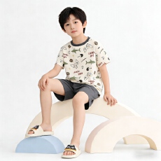 批发[黛琳芬]100码-160码A类纯棉短袖短裤儿<b class='q'>童</b>睡衣男女<b class='q'>童</b><b class='q'>家居服</b>