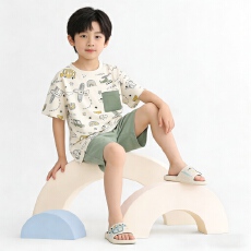 批发[黛琳芬]100码-160码A类纯棉短袖短裤儿童睡衣男女童家居服