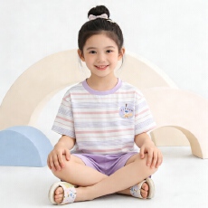 批发黛琳芬100码-160码A类纯棉短袖短裤儿童睡衣男女童家居服