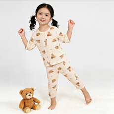 批发[黛琳芬]A类竹纤维儿童睡衣网孔透气男女春秋<b class='q'>夏</b>七分袖开肩套装193