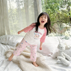 批发[黛琳芬]100码-160码A类<b class='q'>纯棉</b>七分袖套装儿童睡衣男女<b class='q'>家居服</b>194