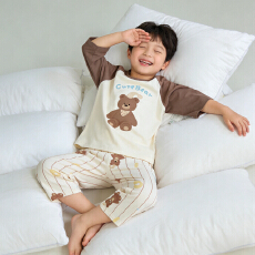 批发[黛琳芬]100码-160码A类<b class='q'>纯棉</b>七分袖套装儿童睡衣男女<b class='q'>家居服</b>194