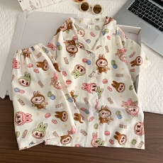 批发[黛琳芬]8码-18码泡泡棉儿童<b class='q'>睡衣</b>套装夏印花<b class='q'>卡通</b>开衫家居服196