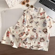 批发[黛琳芬]8码-18码泡泡棉儿童<b class='q'>睡衣</b>套装夏印花<b class='q'>卡通</b>开衫家居服196