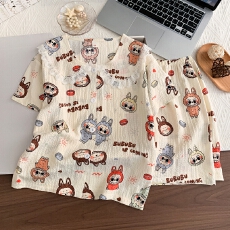 批发[黛琳芬]8码-18码泡泡棉娃娃领儿童<b class='q'>睡衣</b>印花<b class='q'>卡通</b>开衫家居服196