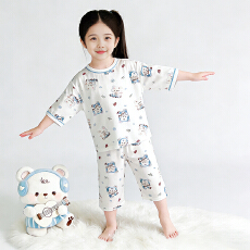 批发[黛琳芬]80码-160码七分袖七分裤儿童睡衣A类<b class='q'>男</b><b class='q'>女</b><b class='q'>童</b>家居服197