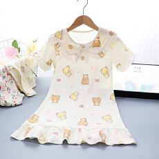 批发[黛琳芬]8码-L码云朵棉睡裙春夏<b class='q'>儿童</b><b class='q'>睡衣</b>套印花卡通家居服198