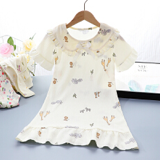 批发[黛琳芬]8码-L码云朵棉睡裙春夏<b class='q'>儿童</b><b class='q'>睡衣</b>套印花卡通家居服198