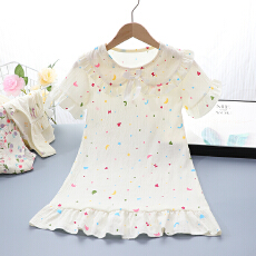 批发[黛琳芬]8码-L码云朵棉睡裙春夏<b class='q'>儿童</b><b class='q'>睡衣</b>套印花卡通家居服198