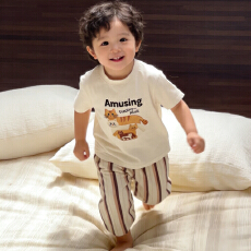 批发[黛琳芬]90码-160码A类纯棉七分裤儿童睡衣套装男<b class='q'>女</b><b class='q'>童</b>家居服201