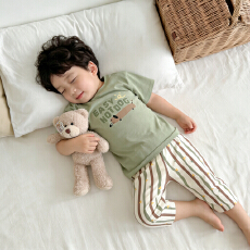 批发[黛琳芬]90码-160码A类纯棉七分裤儿童睡衣套装男<b class='q'>女</b><b class='q'>童</b>家居服201