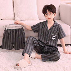 批发[黛琳芬]12码-XL冰雪丝三件套<b class='q'>儿童</b><b class='q'>睡衣</b>套装卡通男女童家居服205