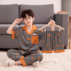 批发[黛琳芬]12码-XL冰雪丝三件套<b class='q'>儿童</b><b class='q'>睡衣</b>套装卡通男女童家居服205