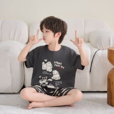 批发黛琳芬8码-XL 纯棉短袖儿童睡衣<b class='q'>套装</b>印花卡通男女童家居服205