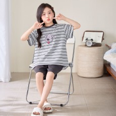 批发黛琳芬8码-XL 纯棉短袖儿童睡衣<b class='q'>套装</b>印花卡通男女童家居服205