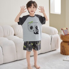 批发[黛琳芬]8码-XL 纯棉短袖儿童睡衣<b class='q'>套装</b>印花卡通男女童家居服205
