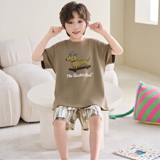 批发黛琳芬8码-XL 纯棉短袖儿童睡衣<b class='q'>套装</b>印花卡通男女童家居服205