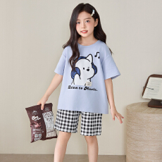 批发[黛琳芬]8码-XL 纯棉短袖儿童睡衣<b class='q'>套装</b>印花卡通男女童家居服205