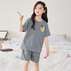 批发[黛琳芬]8码-XL 纯棉短袖儿童睡衣<b class='q'>套装</b>印花卡通男女童家居服205