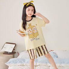 批发[黛琳芬]8码-XL 纯棉短袖儿童睡衣<b class='q'>套装</b>印花卡通男女童家居服205