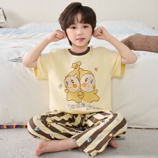 批发[黛琳芬]8码-XL 纯棉短袖长裤儿童睡衣卡通三件套男<b class='q'>女童</b>家居<b class='q'>服</b>207