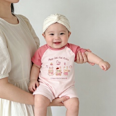 批发[黛琳芬]59-90码A类哈衣<b class='q'>纯棉</b>连体儿童<b class='q'>睡衣</b>夏季新生儿居服209