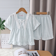 批发[黛琳芬]10码-L码云朵棉短袖方领儿童睡衣公主风<b class='q'>女童</b>家居<b class='q'>服</b>211