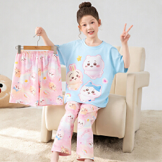 批发[黛琳芬]10码-18码15款牛奶丝三件套<b class='q'>儿童</b>睡衣卡通男女童家居服212