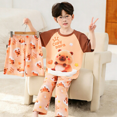 批发[黛琳芬]10码-18码15款牛奶丝三件套<b class='q'>儿童</b>睡衣卡通男女童家居服212