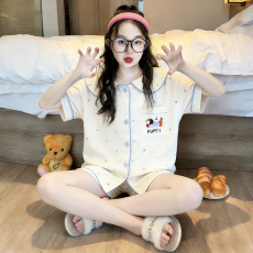 黛琳芬12码-XL云朵棉儿童睡衣印花娃娃领中大女童家居服215