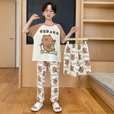 批发[黛琳芬]12码-XL云朵棉三件套儿<b class='q'>童</b>睡衣印花小<b class='q'>中大</b>男女<b class='q'>童</b><b class='q'>家居服</b><b class='q'>215</b>