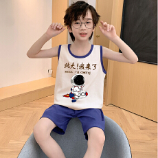 批发[黛琳芬]仿棉短袖儿童睡衣夏季卡通中大童12码-XL男女童家居服216