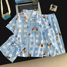 批发[黛琳芬]仿棉三件套儿童睡衣卡通中大童10码-L码男女童家居服216