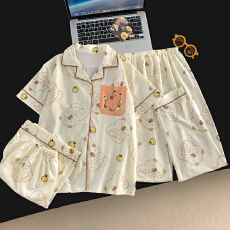 批发[黛琳芬]仿棉三件套儿童睡衣卡通中大童10码-L码男女童家居服216