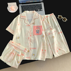 批发[黛琳芬]仿棉三件套儿童睡衣卡通中大童10码-L码男女童家居服216