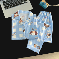 批发[黛琳芬]仿棉短袖长裤儿童<b class='q'>睡衣</b>10码-L码中大童男女家居服216